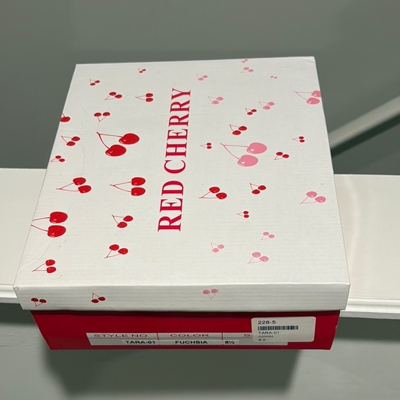 Red Cherry (Pink/White Platform Heels with Ankle Strap - Picture 7 of 7